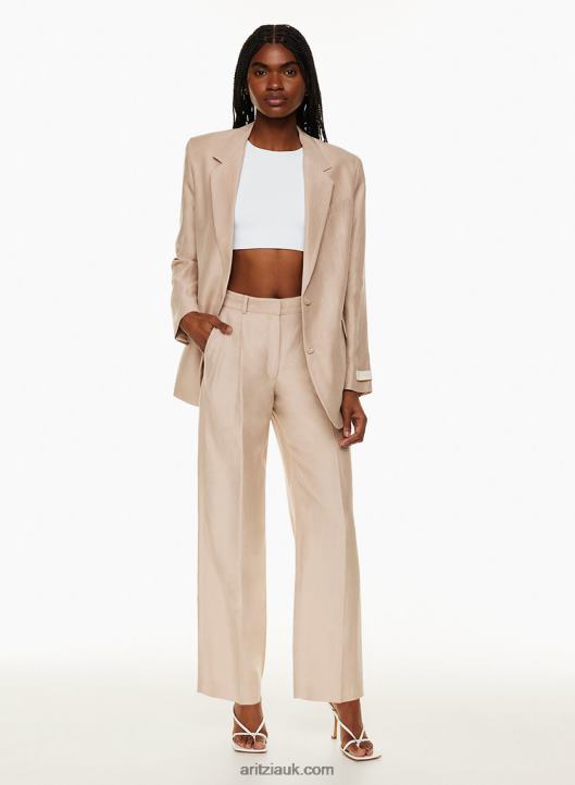Aritzia Pleated Linen Pant NZX0007374 High-Waisted Wide-Leg Pleated Pants