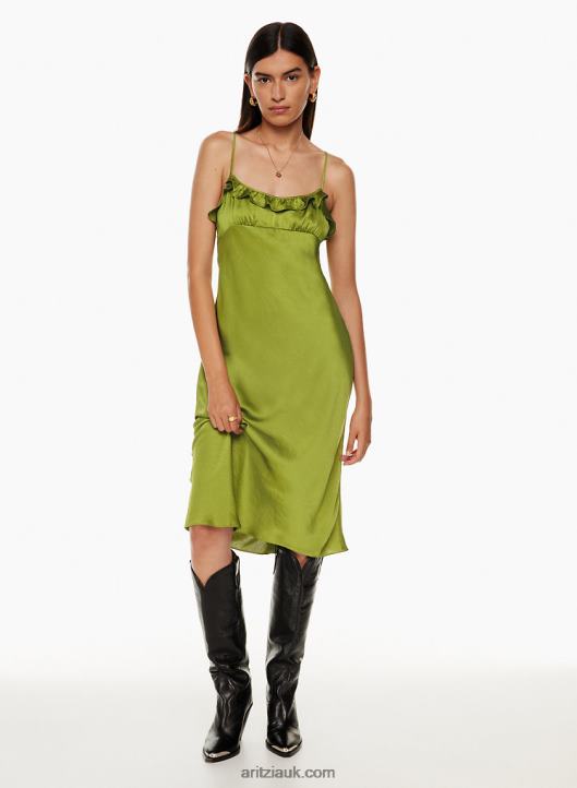 Aritzia Ovation Dress NZX0005929 Ruffled Satin Midi Slip Dress