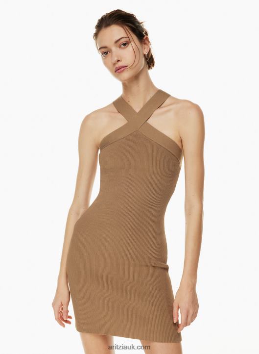 Aritzia Sculpt Knit Criss Cross Dress NZX0005398 Ribbed Halter Dress