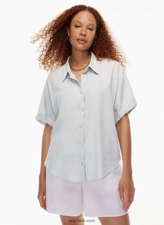 Aritzia Hepburn Linen Shirt NZX0004588 Short-Sleeve Button-Up Blouse