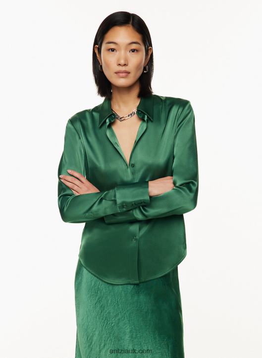 Aritzia Industry Shirt NZX0004344 Satin Button-Up Blouse
