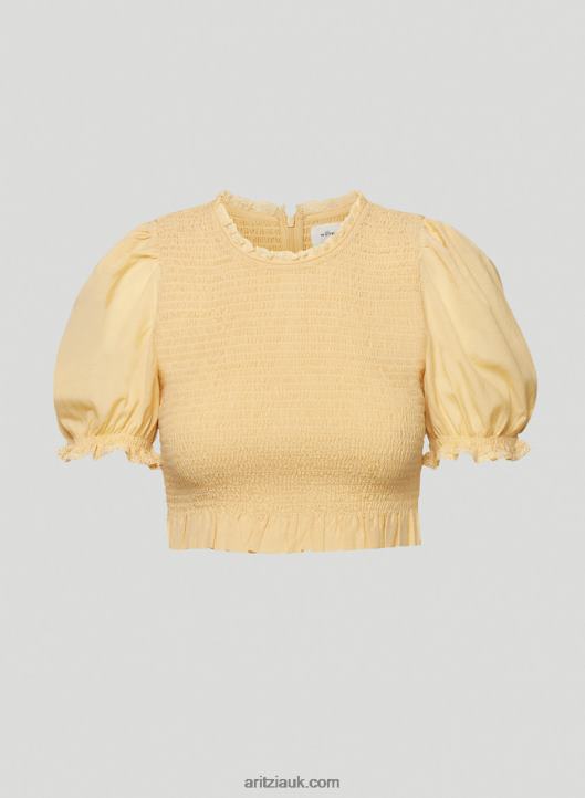 Aritzia Tempest Short Sleeve Blouse NZX0004847 Smocked Short-Sleeve Blouse