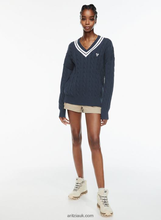 Aritzia Clay Sweater NZX0003980 V-Neck Cable-Knit Sweater