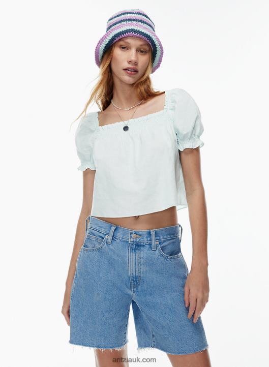 Aritzia Folk Blouse NZX0004640 Puff-Sleeve Linen Blouse