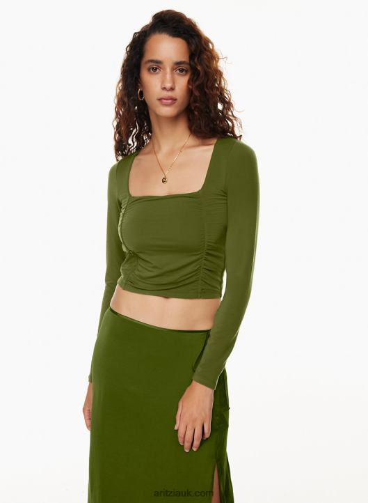 Aritzia Lydia Top NZX000609 Ruched Square-Neck Longsleeve